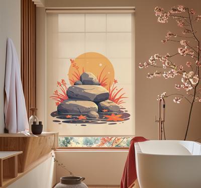 Stenen op water raambekleding badkamer