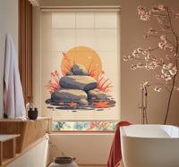 Stenen op water raambekleding badkamer
