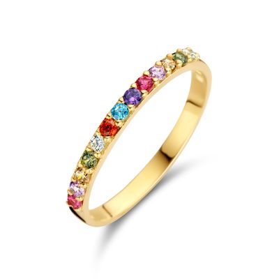 Ring Regenboog geelgoud-zirconia meerkleurig