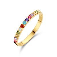 Ring Regenboog geelgoud-zirconia meerkleurig