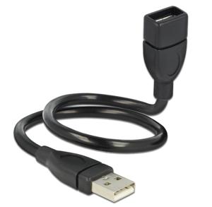 Delock USB-kabel USB 2.0 USB-A stekker, USB-A bus 0.35 m Zwart Flexibele zwanenhalskabel 83498