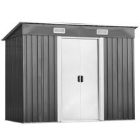 Metalen Gereedschapsschuur Tuinhuisje Gereedschapsschuur met Lessenaarsdak Grijs 238 x 131 x 181 cm