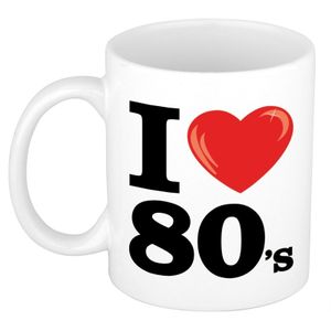 Cadeau I Love eighties koffiemok / beker 300 ml voor jaren 80 liefhebber   -