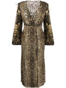 Roberto Cavalli robe portefeuille mi-longue à imprimé animalier - Tons neutres