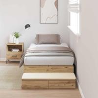 Opbergbedframe met lade Artisan Eiken 100 cm Bewerkt hout