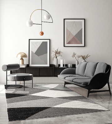 Vloerkleed Thales, modern, laagpolig, voor woonkamer, slaapkamer, contour, geometrische patronen, golvend patroon, grijs-80x140 cm