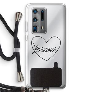 Forever heart black: Huawei P40 Pro Plus Transparant Hoesje met koord