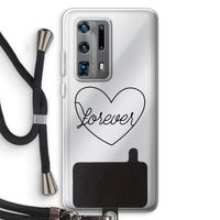 Forever heart black: Huawei P40 Pro Plus Transparant Hoesje met koord