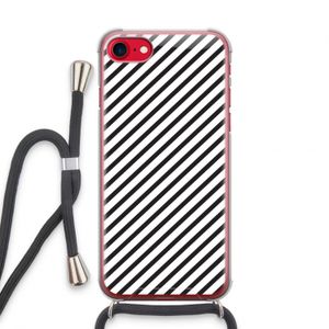 Strepen zwart-wit: iPhone SE 2020 Transparant Hoesje met koord