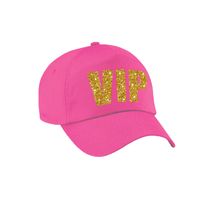 VIP pet /cap roze met gouden bedrukking volwassenen