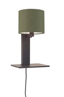 GOOD&MOJO Wandlamp 'Andes' Bamboe en Eco linnen, Met plank, kleur Groen