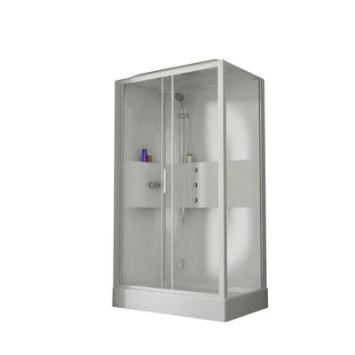 Nemo Spring Lilou Hamam douchecabine - 120x80cm - Hydro + stoom - omkeerbaar - met inbouwkraan - 1 schuifdeur - veiligheidsglas wit/helder CLL2P120T1N-1AA