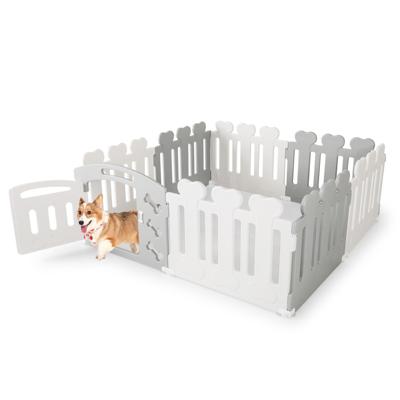 8-Paneel Huisdierloopstall Huisdier Oefenpen Huisdierhekje voor Huisdieren tot 35 cm Hoogte Grijs
