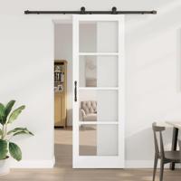 Schuifdeur met hardware set 'ORKDAL'wit massief hout en glas