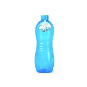 Drinkfles/waterfles/bidon - 1000 ml - transparant/blauw - kunststof