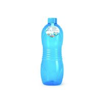 Drinkfles/waterfles/bidon - 1000 ml - transparant/blauw - kunststof