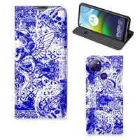 Mobiel BookCase Motorola Moto G9 Power Angel Skull Blauw