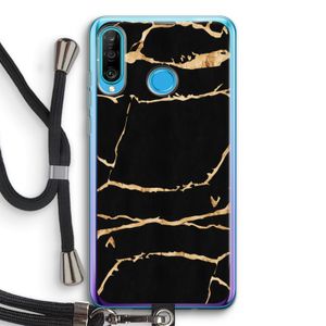 Gouden marmer: Huawei P30 Lite Transparant Hoesje met koord