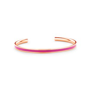 CO88 Collection Majestic 8CB 90200 Stalen Open Bangle met Emaille - One-size (62x50x2 mm) - Rosékleurig / Roze