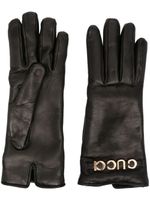 Gucci logo-lettering leather gloves - Noir - thumbnail