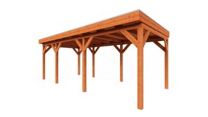 Trendhout Overkapping Casa 665x330 cm- Plat dak- Onbehandeld lariks Douglas hout- Trendhout