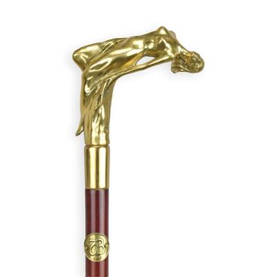 A BRONZE-HANDLED WALKING STICK