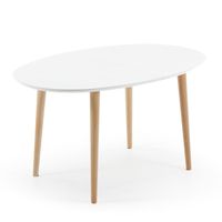Kave Home Uitschuifbare Ovale Eettafel 'Oqui' 140 - 220 x 90cm, kleur Wit