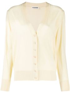 Jil Sander cardigan en maille fine à col v - Jaune