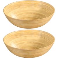 2x Bamboe houten fruitschalen/serveerschalen 25 x 8 cm