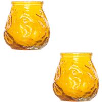 2x Gele mini lowboy tafelkaarsen 7 cm 17 branduren - thumbnail