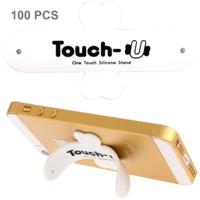 100 pc's Touch-u One Touch universele Silicone Stand houder voor iPhone Galaxy Huawei Xiaomi LG HTC en andere slimme Phones(White)