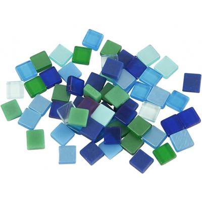 Mozaiek tegels - 395x stuks - groen/blauw - 5 x 5 mm - kunsthars - steentjes - mozaieken