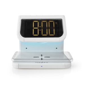 Nedis Wekker met Draadloze Lader | Qi gecertificeerd | 5 / 7.5 / 10 W | USB-A Female | Nachtlamp | 2 Alarmtijden | Snoozefunctie - WCACQ10W1WT