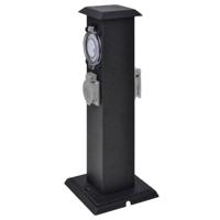 VidaXL Buitenstopcontact op zuil met tijdschakelaar (zwart)