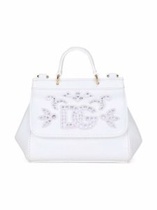 Dolce & Gabbana Kids mini sac à main Sicily à logo en intarsia - Blanc