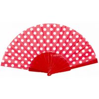 Spaanse handwaaier - rood/wit - kunststof/polyester - 42 x 24 cm
