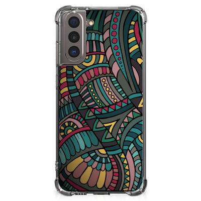 Samsung Galaxy S21 Doorzichtige Silicone Hoesje Aztec Samsung Galaxy S21 Doorzichtige Silicone Hoesje Aztec