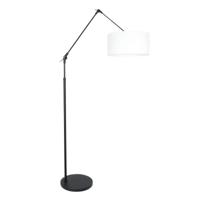 Steinhauer Vloer Leeslamp Prestige Chic zwart met 40cm wit linnen lampenkap 8114ZW