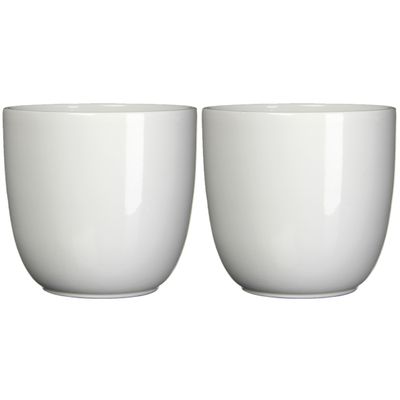 Set van 2x stuks bloempotten wit keramiek voor kamerplant H31.5 x D35 cm