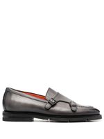 Santoni chaussures en cuir à double boucles - Gris - thumbnail