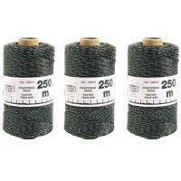 Zwart schrikdraad/afrasteringsdraad - 3x - kunststof - 2 mm - 12 PE - 250 meter Zwart schrikdraad/afrasteringsdraad - 3x - kunststof - 2 mm - 12 PE - 250 meter