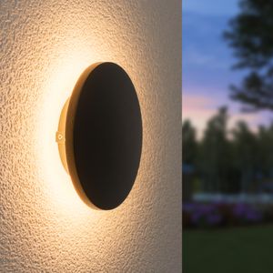 Casper LED Wandlamp Zwart - 3000K warm wit - 6 Watt - Rond - Muurlamp voor binnen en buiten voor binnen en buiten