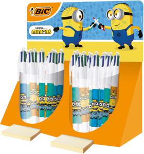 Bic Colours Minions 4-kleurenbalpen, medium, klassieke inktkleuren, display van 40 stuks