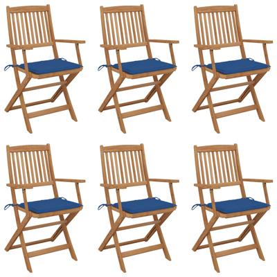 Tuinstoelen 6 st inklapbaar met kussens massief acaciahout