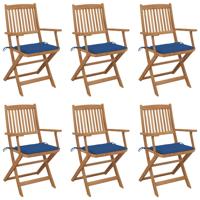 Tuinstoelen 6 st inklapbaar met kussens massief acaciahout