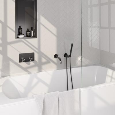 Inbouwthermostaat set Brauer Carving Met Drukknoppen Incl Baduitloop Gunmetal (Keuze Handdouche)