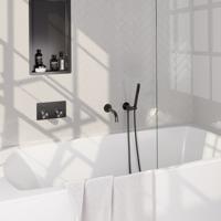 Inbouwthermostaat set Brauer Carving Met Drukknoppen Incl Baduitloop Gunmetal (Keuze Handdouche)