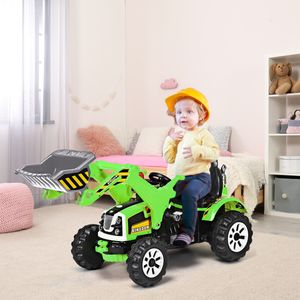 Elektrische Heftruck voor Kinderen Graafmachine Zittende Graafmachine met Schop 149 x 62 x 74 cm Groen+Zwart