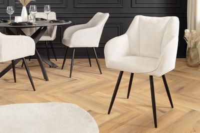 Draaibare Retro Stoel AVIGNON beige chenille zwarte metalen poten - 46470