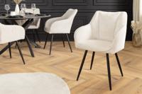 Draaibare Retro Stoel AVIGNON beige chenille zwarte metalen poten - 46470